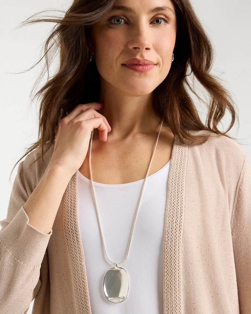 Adjustable Silvertone Pendant Necklace