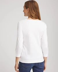 Pima Cotton Crewneck Button Tee