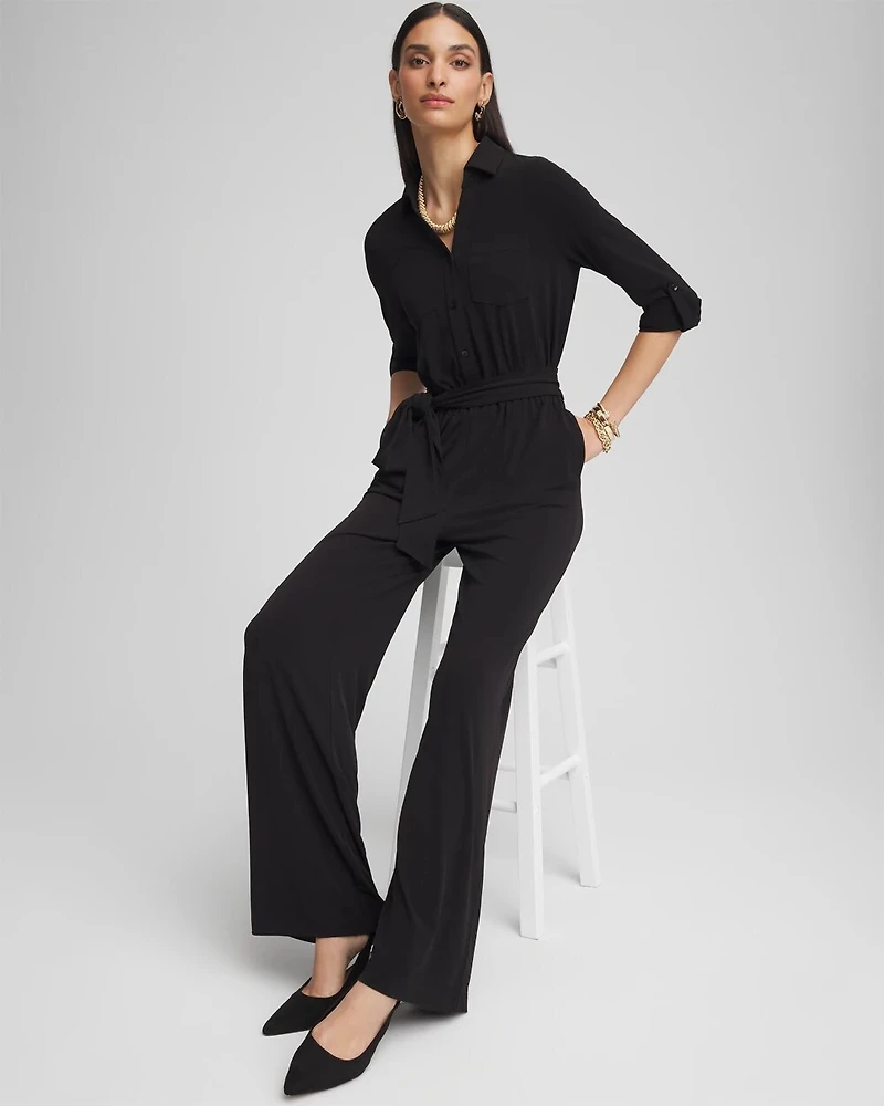 Belted Jersey Maxi Jumpsuit