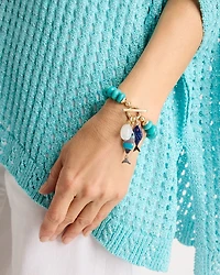 Turquoise Stone Toggle Charm Bracelet