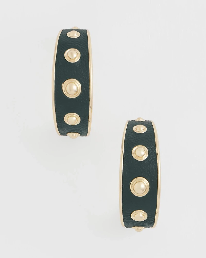 No Droop® Green & Gold Hoop Earrings