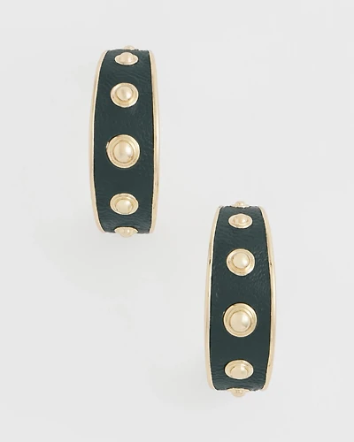 No Droop® Green & Gold Hoop Earrings