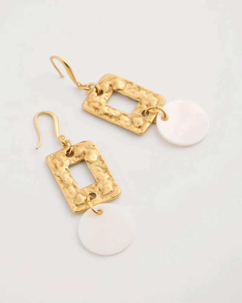 Pearl Hammered Drop Earrings