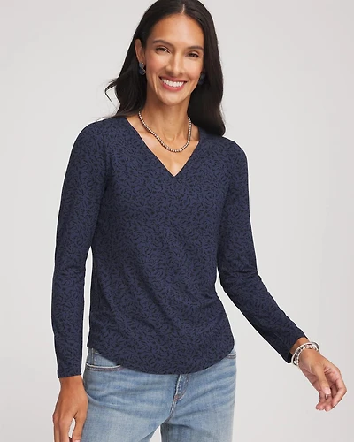 Printed Touch of Cool™ V-Neck Layering Tee