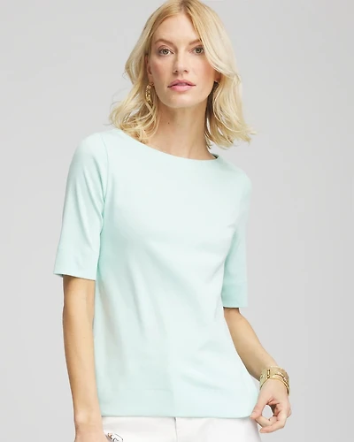 Pima Cotton Bateau-Neck Tee