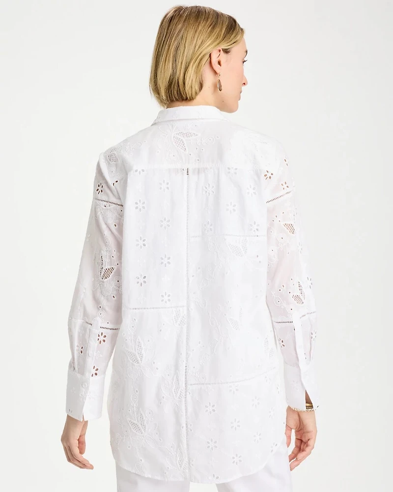 Embroidered Trapunto-Trim Tunic