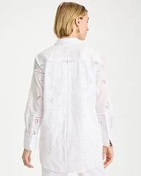 Embroidered Trapunto-Trim Tunic