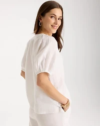Linen Trapunto Popover Top