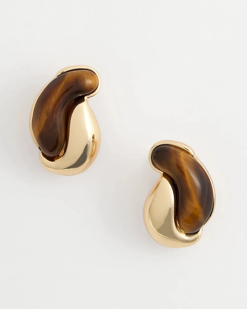 Tortoise Marble Clip-On Earrings