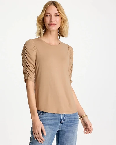 Touch of Cool™ Ruched Sleeve Knit Tee