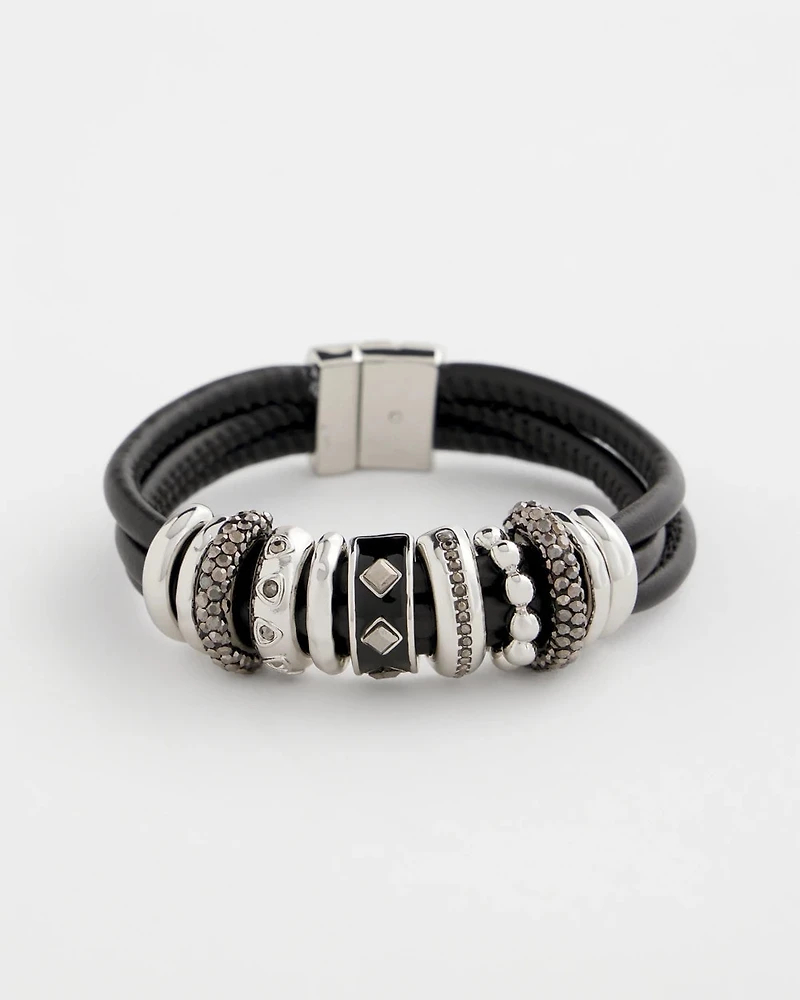 Black & Silvertone Charm Bracelet