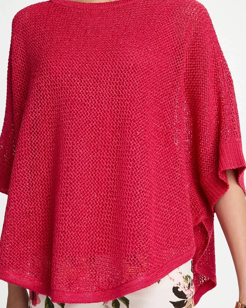 Sequin Boatneck Rounded Hem Poncho