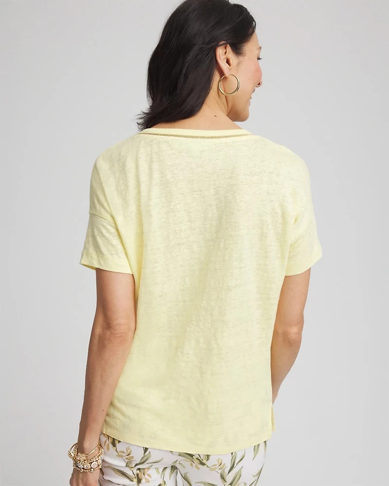 Sweater Trim Linen Tee