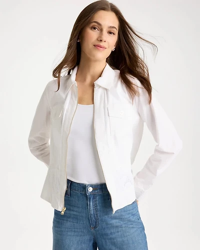 Poplin Cotton Lace Peplum Jacket