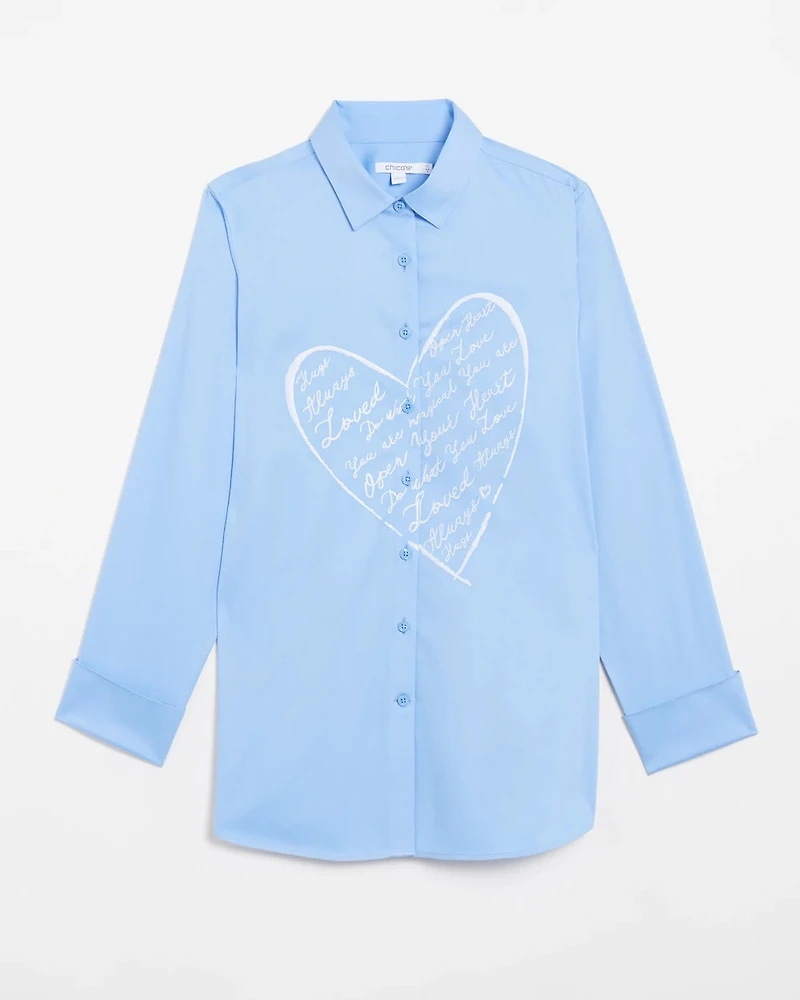No Iron™ Stretch Embroidered Heart Shirt