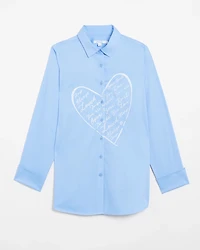 No Iron™ Stretch Embroidered Heart Shirt