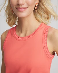 Ribbed Crochet-Trimmed Tank