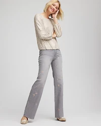Rose Gold Embellished Girlfriend Flared Jeans