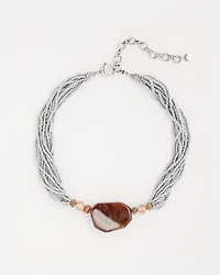 Neutral Beaded Pendant Necklace