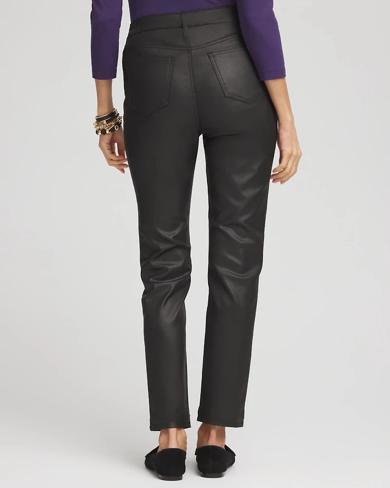 Petite Coated Denim Girlfriend Ankle Jeans