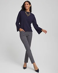 Button Sleeve Crewneck Pullover