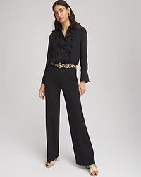 Five-Pocket Wide-Leg Ponte Pants