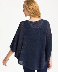 Sequin Boatneck Rounded Hem Poncho