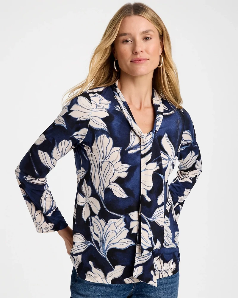 Floral Tie-Neck Tunic