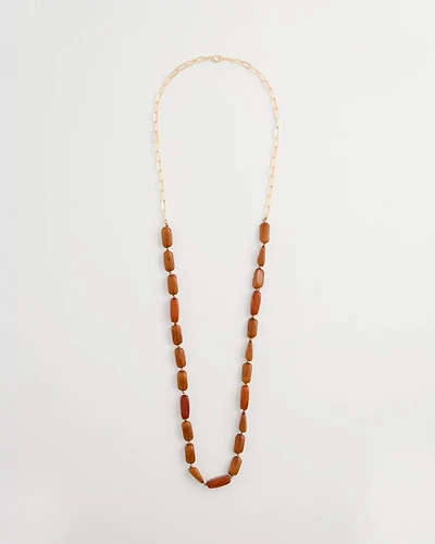 Long Neutral Orange Single-Strand Necklace