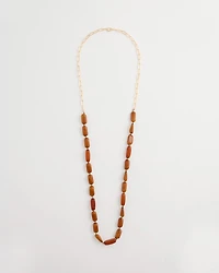 Long Neutral Orange Single-Strand Necklace