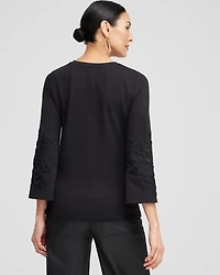 Floral Embroidered Sleeve Tee
