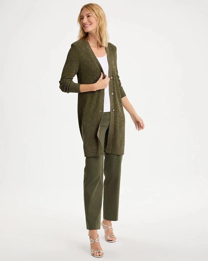 Belted Button-Front Sweater Coatigan