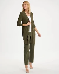 Belted Button-Front Sweater Coatigan