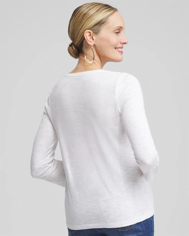 3/4 Sleeve Button Tee