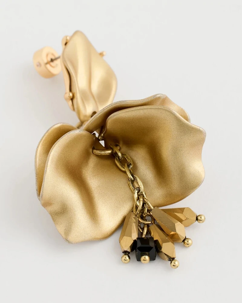 Goldtone Metallic Floral Drop Earrings