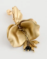 Goldtone Metallic Floral Drop Earrings