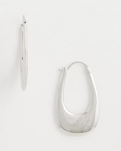 Silvertone Front To Back Hoop Earrings