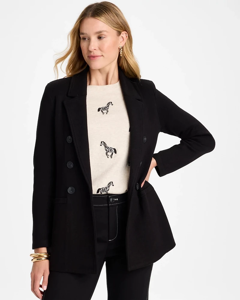 Double-Breasted Sweater Blazer