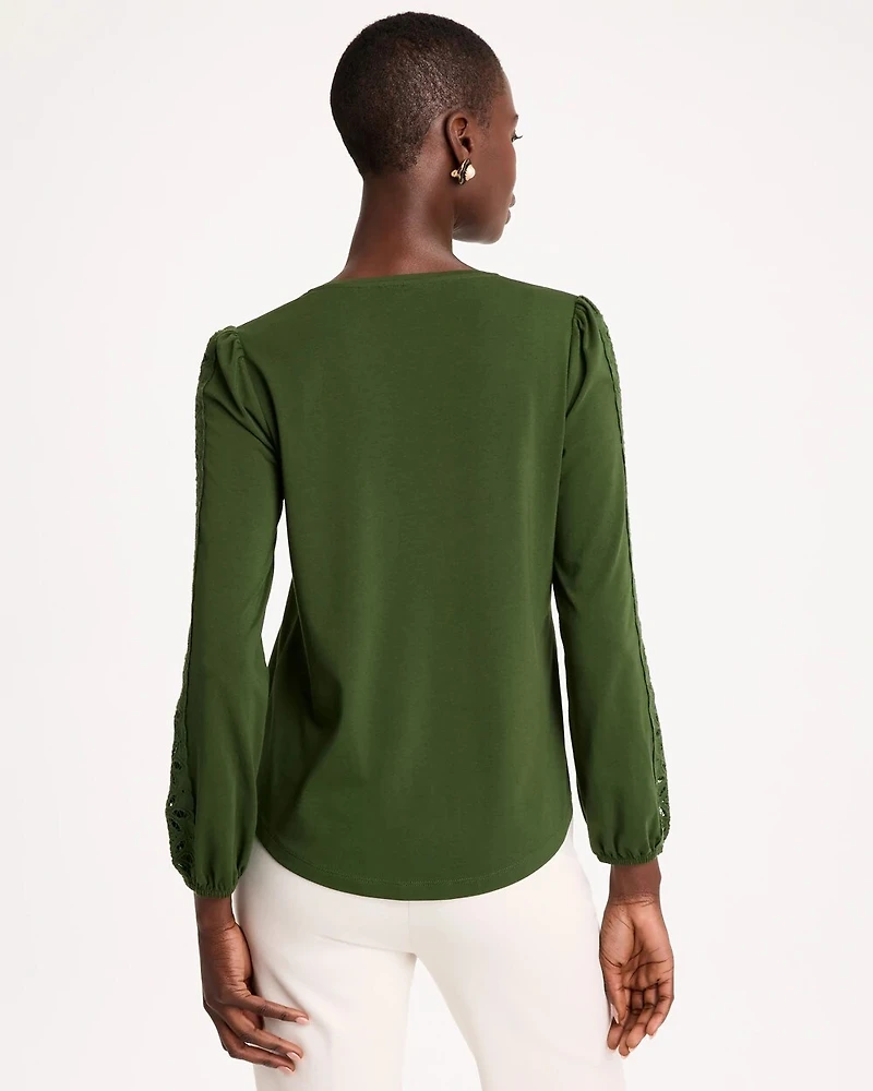 Jersey Knit Cutwork Top