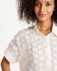 3D Floral Chiffon Camp Shirt