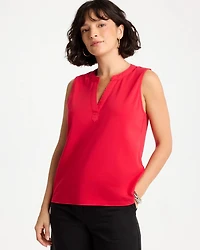 Cotton-Stretch Notch Neck Tank