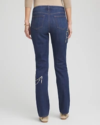Sequins Rose Girlfriend Slim-Leg Jeans