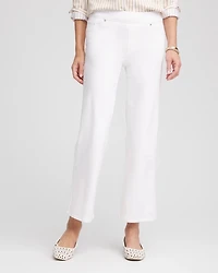No Stain Pull-On Straight Cropped Jeans