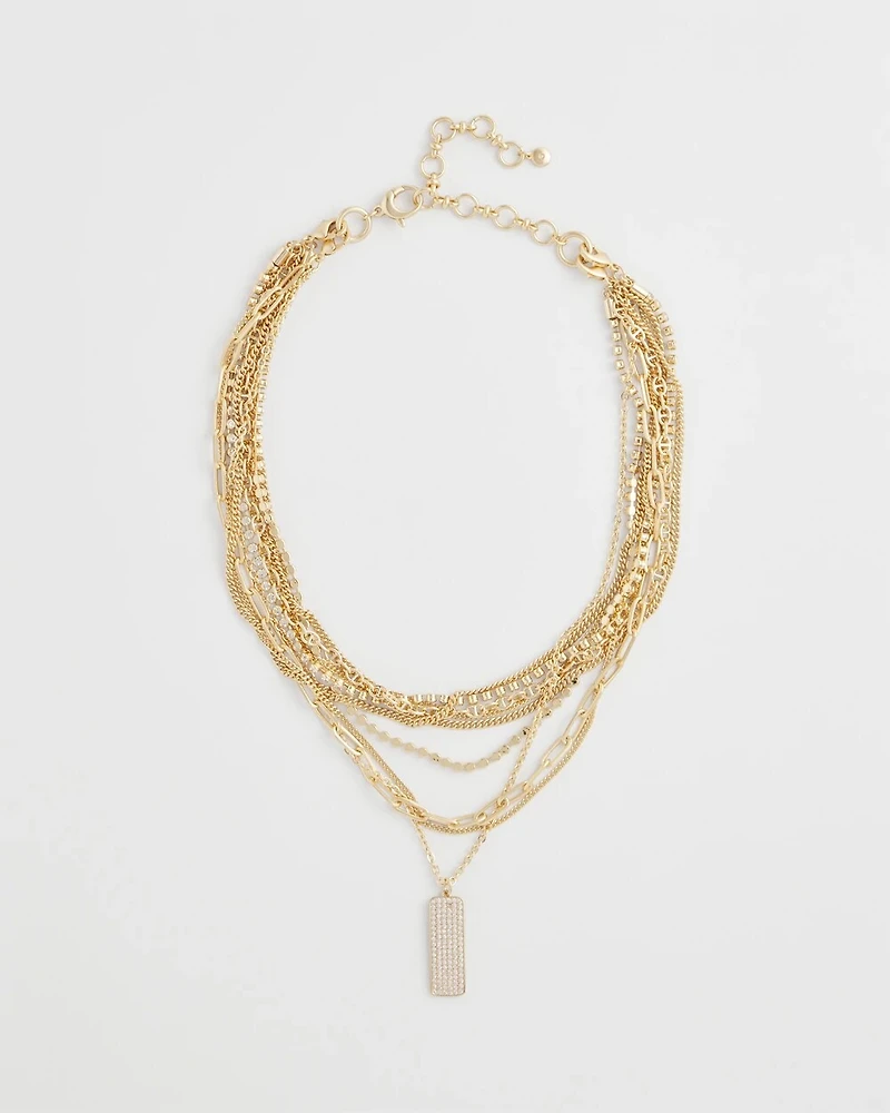 Convertible Goldtone Pave Pendant Necklace