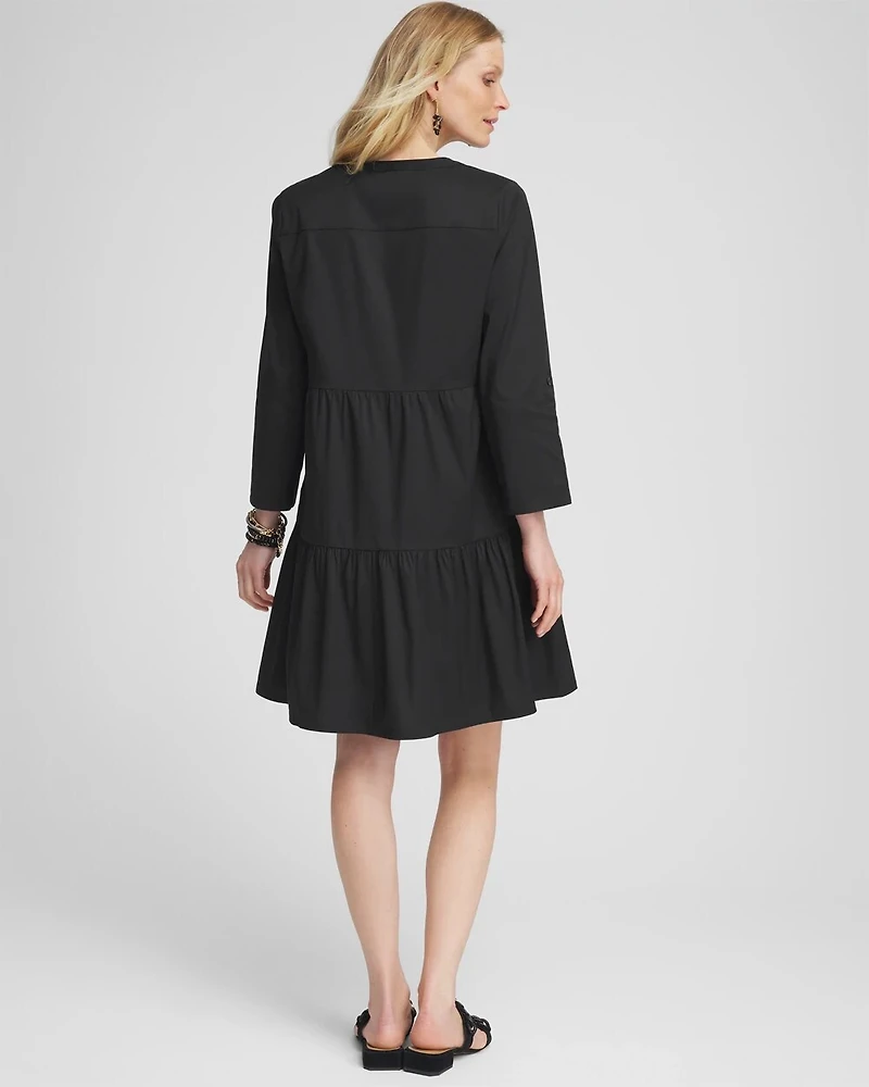 Poplin Roll Tab Sleeve Dress