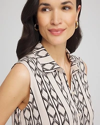Printed Sleeveless Silk-Twill Shirtdress