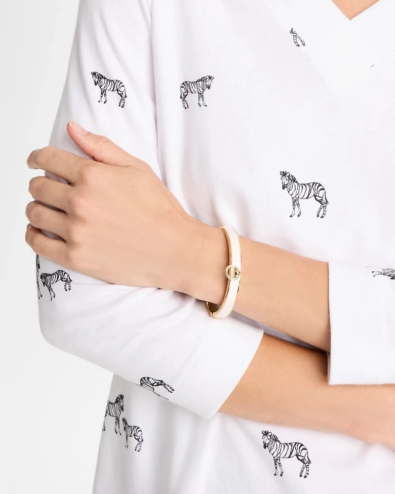 Mixed Metal White Epoxy Hinge Bangle