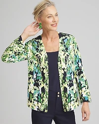 Spun Rayon Floral Flare Sleeve Cardigan