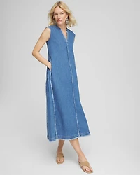 Frayed Denim Maxi Dress