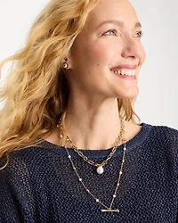 Toggle Bar Pearl Pendant Necklace